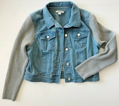 Liz Claiborne New York ~ Denim Jacket ~ Sweater Knit Sleeves ~ Women&#39;s S... - £20.53 GBP