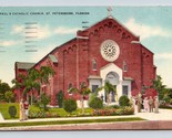 S.Paul Cattolica Chiesa S.Pietroburgo Florida Fl Lino Cartolina J9 - $3.03