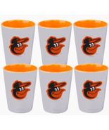 Baltimore Orioles MLB Inner Color Ceramic Shot Glass 2 Oz Set of 6 White... - $67.91 CAD