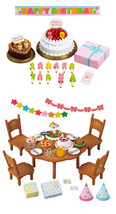 Two Different Sylvanian Families Sets - Party Theme - Birthday Cake and Party - £22.49 GBP