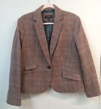 Talbots WM 16P Wool Blend Blazer Red Blue Gray Plaid Check Corpcore Care... - $43.53