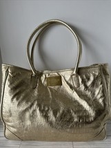 Victorias Secret Large Gold Foil Shiny Tote Bag Shopper Purse 2 Handle M... - £18.35 GBP