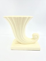 Vintage Shawnee Planter USA Pottery Cornucopia Vase Matte Cream Color READ - £17.76 GBP