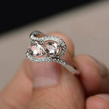 1.3ct Pear Cut Peach Morganite Swirl Unique Engagement Ring 14k White Gold Over - £74.20 GBP