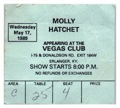 Molly Hatchet Concert Ticket Stub Peut 17 1989 Erlanger Kentucky - £31.28 GBP