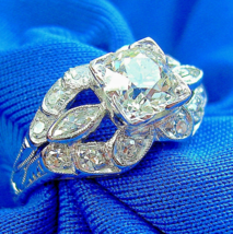 Earth mined Diamond Deco Engagement Ring 1.22 carat Vintage Platinum Solitaire 7 - $11,463.39 CAD