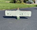 Antique Vintage Metal City Street Sign Salvage 32” X 14” - Woodlark Circle - $327.25