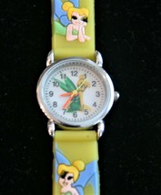 NOS child&#39;s Tinker Bell quartz wristwatch with 3-D yellow rubber strap - £11.68 GBP
