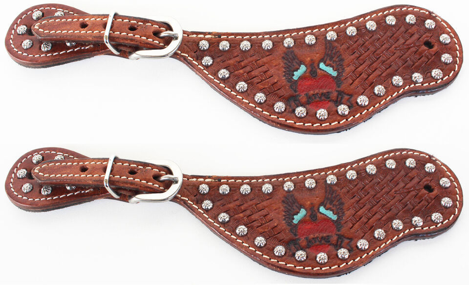 Horse Western Riding Cowboy Boots Leather Spur Straps Tack  7463 - $26.72