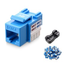 Cable Matters UL Listed 50-Pack RJ45 Keystone Jack in Blue and Keystone Punch-Do - £80.82 GBP