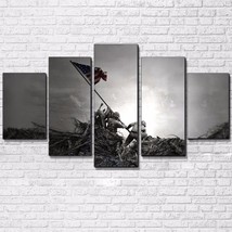 No Frame Iwo Jima Battle American Flag 5 Piece Canvas Print Wall Art Home - $30.50+