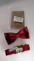Red Plaid Dog Collar Bow Mr. Chubbyface Boy Girl Dog Collars Small - £7.35 GBP