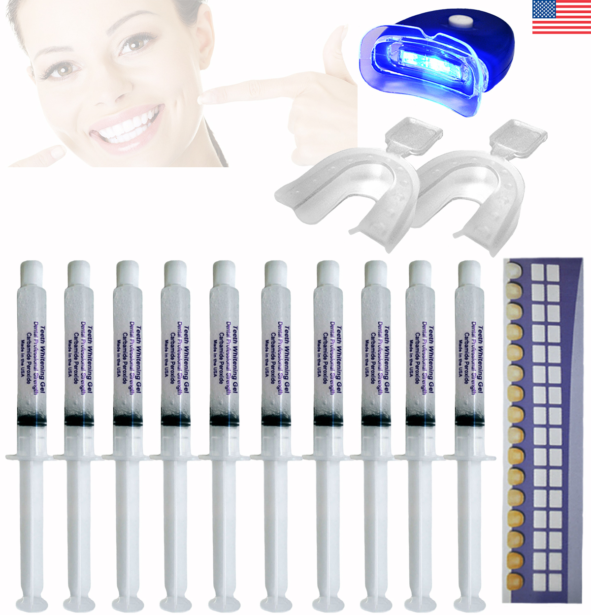 Professional Teeth Whitening Kit 44% Carbamide Peroxide Gel At Home System - USA - $15.49