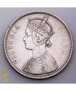 1862 India Silver Rupee Bombay Mint Bust A, Type II Reverse KM #473.1 - $83.16