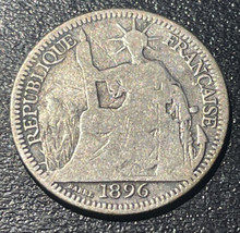 1896 Ein Französisch Indo-China Vietnam Silber 10 Cent Fasces Mint Mark ... - $98.99