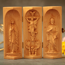 Wooden Catholic Altar Jesus Christ Saint Joseph Our Lady Prayer Altar Religious  - £40.05 GBP