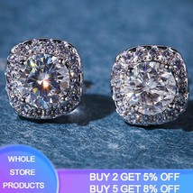 Whole all in 925 Sterling Silver Simple Round Bling CZ Zircon Stone Stud Earring - £10.50 GBP
