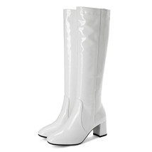 Autumn Winter Women‘s High Knee Boots Patent Leather Knee High Boots Women Water - £64.88 GBP