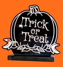 Halloween Trick or Treat Lighted LED Pumpkin Sign Jack o&#39; Lantern Custom Made - £21.05 GBP