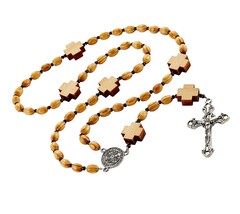Wood St. Benedict Rosary with Cross-Shaped Our Father - $902.90 MXN