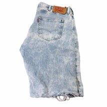 Y2K Light Blue Bleach Wash Levis 501 Button Fly Denim Jeans Shorts Jorts... - £33.57 GBP