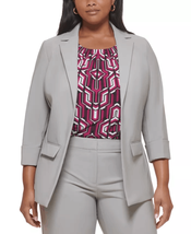 Calvin Klein Womens Plus 22W Gray Blazer Suit Jacket Open Front Stretch NWT - £67.24 GBP