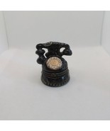 Vintage Black Ceramic Rotary phone trinket box,  ceramic notepad and pen... - $50.00