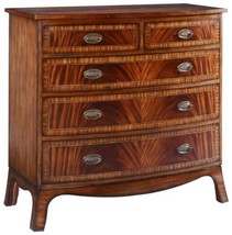 Chest of Drawers English Bow Front Flame Mahogany Banded Inlay Brass - $2,839.00