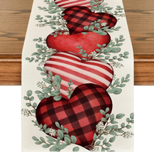 Eucalyptus Hearts Valentine'S Day Table Runner, Holiday Kitchen Dining T... - $14.77