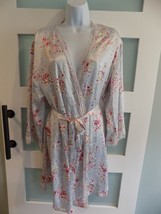 Oscar de la Renta Gray Floral Print 3/4 Sleeve Robe Size XL Women&#39;s EUC - £37.33 GBP