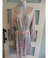 Oscar de la Renta Gray Floral Print 3/4 Sleeve Robe Size XL Women&#39;s EUC - £37.33 GBP