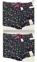 2 Knit Pajama Lounge Sleep Shorts Women Size 12-14 Large Star Moon Celes... - £8.13 GBP