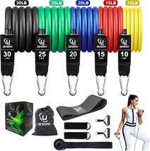 USTAYFIT 13PCS Resistance Bands Set: 5 Elastic Exercise Bands &amp; A Booty ... - £19.42 GBP