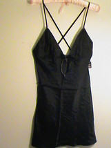 NWT Victoria&#39;s Secret S black cami slip 100%-silk teddy sexy X-back nightie - $42.00
