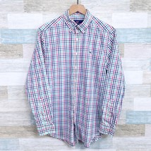 Vineyard Vines Slim Fit Whale Shirt Blue Pink Plaid Long Sleeve Mens Medium - £31.14 GBP