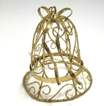 Bell Golden Glitter Metal Christmas Ornament Decoration - £7.07 GBP