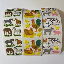 Vintage Sandylion Fuzzy Stickers Set Horse Chicken Rooster Farm Animals - £23.69 GBP