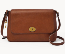 Fossil Gabriella Medium Brown Leather Flap Crossbody SHB3006210 NWT $280... - £94.04 GBP