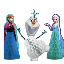 Disney Frozen Honeycomb Decorations Birthday Party Decor 3 Pieces New - £11.92 GBP