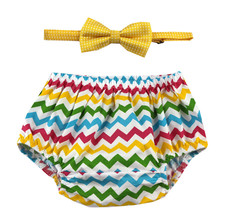 NEW 2 pcs set Boy First Birthday Cake Smash Outfit  Bloomers, chevron - £7.52 GBP