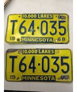 Match Number Set Pair 1968 T64035 MINNESOTA MN LICENSE PLATE TAG ORIGINA... - €77,79 EUR