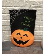 Halloween Flag Banner Small 11.5” X 18” Puffy Pumpkin Trick Or Treat Dec... - £13.34 GBP