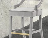Chiara Counter Stool Chair Velvet Upholstered Half Back Design Gold Tone... - $290.99