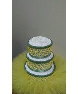 Sage , Lemon Yellow and White Neutral Baby Shower 3 Tier Tutu Diaper Cak... - £59.27 GBP