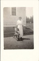 Rppc Mom with Son on Antique Wooden Rocking Horse c1915 Postcard U2 - $6.95