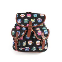 Girl Canvas Student Backpack   Embossed Cute Owl Bird Design Ruack Student Prep  - £30.48 GBP