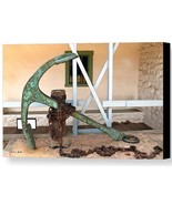 Antique Boat Anchor by Barbara Snyder Custom House Plaza Monterey Canvas 24x32 - £212.87 GBP