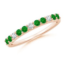 ANGARA Lab-Grown Ct 0.47 Emerald &amp; Diamond Half Eternity Wedding Ring - £623.11 GBP