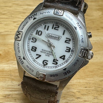 Vintage Coleman Quartz Watch Men 30m Nightsight Silver Fixed Bezel New Battery - £18.54 GBP