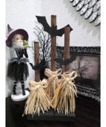 HALLOWEEN Witch Brooms With Bats Figurine Prop Statue Mantel Tabletop De... - $63.98 CAD